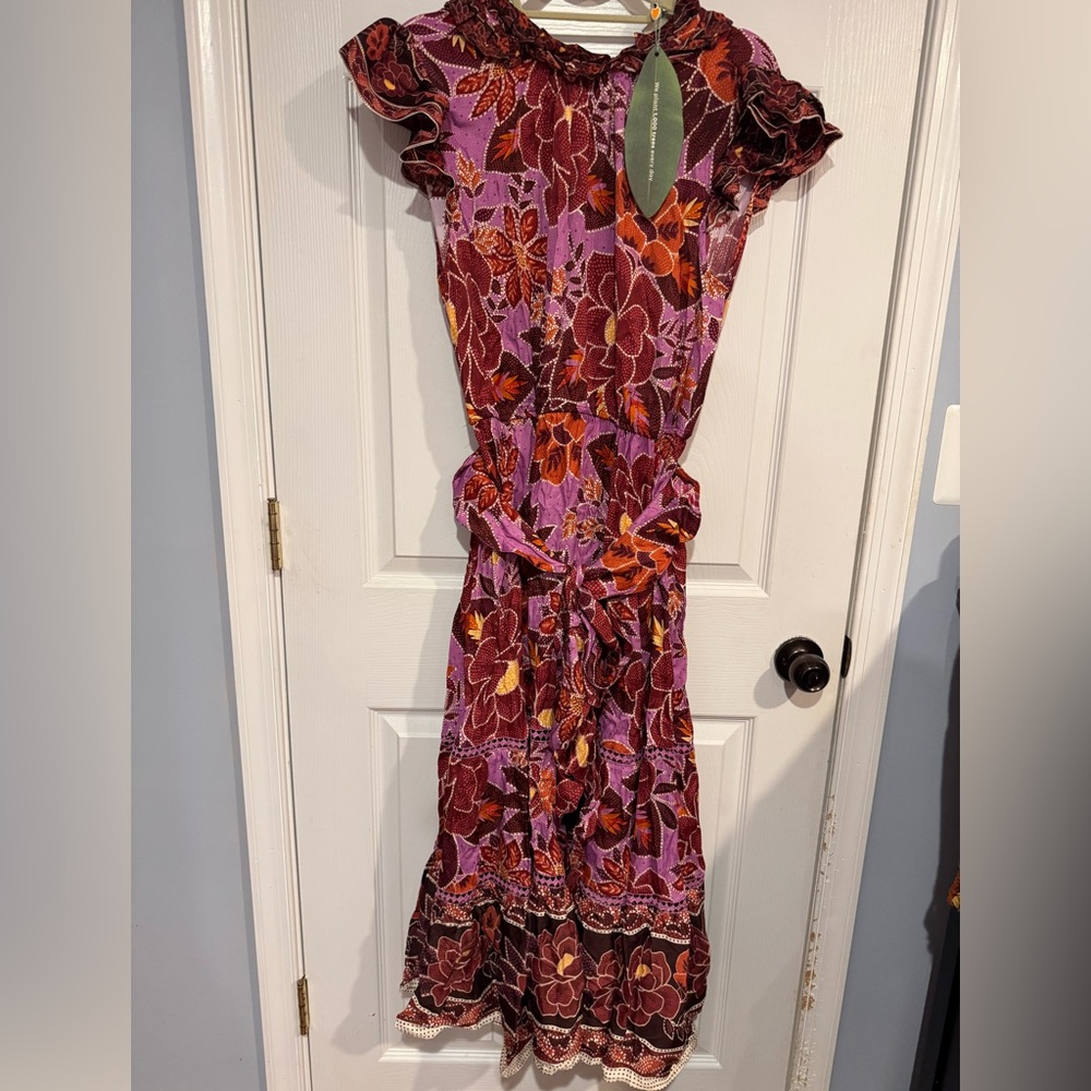Farm Rio Sweet Floral Lilac Midi Dress - Picture 6 of 16